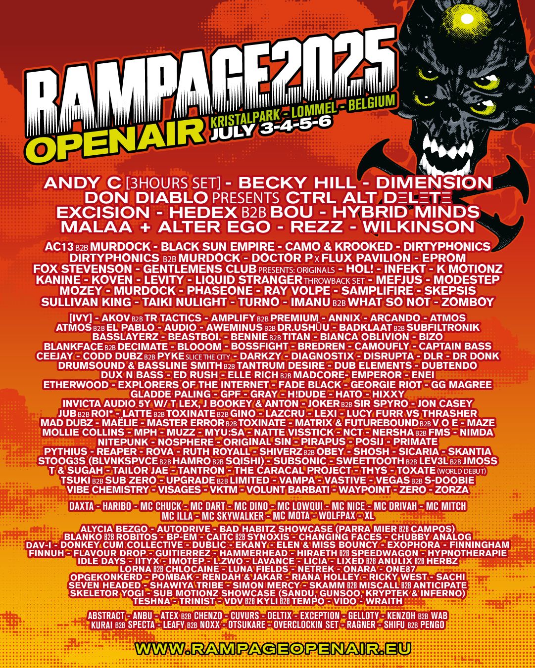 THE COUNTDOWN IS ON. CHECK OUT THE FULL RAMPAGE OPEN AIR 2025 LINE-UP!